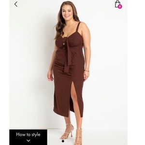 Eloquii Buckle Front Linen Dress